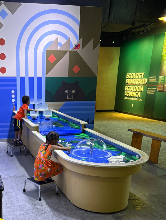 Children playing with a water table